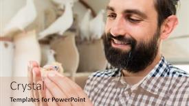  Presentation with man heart attact hand hold - Theme featuring man-holding-a-pigeon-chick background and a coral colored foreground