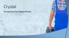  Presentation with microwave imaging image of modern - Amazing theme having man holding a toolbox backdrop and a sky blue colored foreground