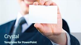  Presentation with business card - Theme consisting of man holding a visiting card background and a  colored foreground