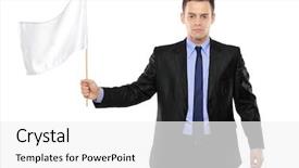  Presentation with silver fern black white flag - Slide set consisting of man holding a white flag background and a white colored foreground