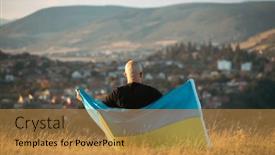  Presentation with constitution day - Slide set with man-holding-a-yellow background and a gold colored foreground