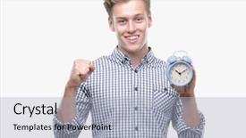  Presentation with emotion - Slide deck featuring man holding alarm clock screaming background and a  colored foreground