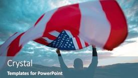  Presentation with independence - PPT theme consisting of man-holding-american-usa-flag background and a teal colored foreground
