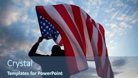  Presentation with independence - Presentation consisting of man-holding-american-usa-flag background and a ocean colored foreground