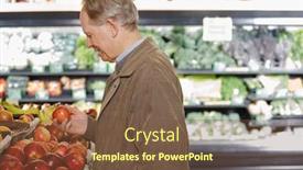  Presentation with apple - Colorful PPT theme enhanced with adulthood - man holding an apple backdrop and a tawny brown colored foreground