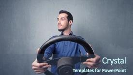  Presentation with black wedding holding hands - Audience pleasing presentation theme consisting of man holding black steering wheel backdrop and a ocean colored foreground