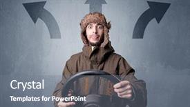  Presentation with black man - Theme enhanced with steering wheel with three arrows background and a tawny brown colored foreground