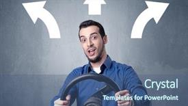  Presentation with black wedding holding hands - Amazing PPT theme having man holding black steering wheel backdrop and a ocean colored foreground