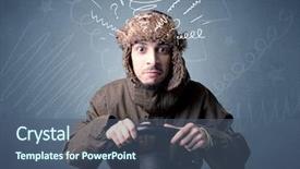  Presentation with black man - PPT layouts featuring man holding black steering wheel background and a ocean colored foreground