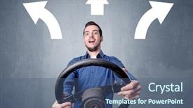  Presentation with black wedding holding hands - Beautiful presentation theme featuring steering wheel with three arrows backdrop and a ocean colored foreground