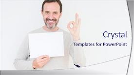  Presentation with notepad blank lined paper - Slides having man holding blank paper sheet background and a sky blue colored foreground