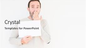  Presentation with notepad blank lined paper - Slide deck enhanced with man holding blank paper sheet background and a sky blue colored foreground