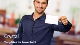  Presentation with blank - Colorful presentation theme enhanced with man holding blank visiting card backdrop and a  colored foreground