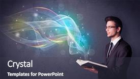  Presentation with waves gif - Presentation theme enhanced with man holding book with rainbow background and a dark gray colored foreground
