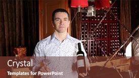  Presentation with bottle red wine - Colorful slide deck enhanced with man holding bottle of red wine backdrop and a tawny brown colored foreground