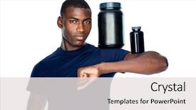  Presentation with supplements - Colorful PPT layouts enhanced with man holding bottles with supplement backdrop and a light gray colored foreground