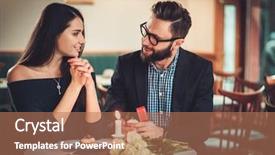  Presentation with egyptian man in make up - Amazing PPT layouts having man holding box with ring backdrop and a coral colored foreground