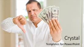  Presentation with bunch - Beautiful PPT theme featuring man holding bunch of dollar backdrop and a lemonade colored foreground