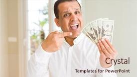  Presentation with lavendar bunch - Slide set with man holding bunch of dollar background and a lemonade colored foreground