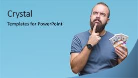  Presentation with lavendar bunch - Slides enhanced with man holding bunch of money background and a  colored foreground