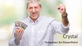  Presentation with bunch - Beautiful presentation theme featuring bad investment - handsome senior man holding bunch backdrop and a  colored foreground