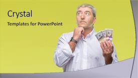  Presentation with bunch - Presentation theme enhanced with man holding bunch of money background and a yellow colored foreground