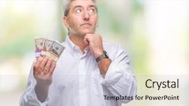  Presentation with bunch - Cool new PPT theme with man holding bunch of money backdrop and a lemonade colored foreground