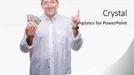  Presentation with lavendar bunch - Slide set consisting of man holding bunch of money background and a white colored foreground