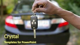  Presentation with loan car - Slide set enhanced with man holding car keys background and a tawny brown colored foreground