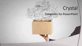  Presentation with box carton - Presentation having man holding carton box background and a light gray colored foreground
