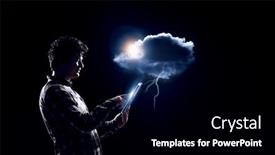 Presentation with lightening - Beautiful presentation design featuring man-holding-cloud-with-lightening backdrop and a black colored foreground
