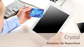  Presentation with credit card - Slide set featuring man-holding-credit-card background and a lemonade colored foreground