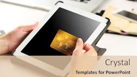  Presentation with credit card - Audience pleasing slide set consisting of man-holding-credit-card backdrop and a lemonade colored foreground