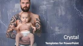  Presentation with little man baby - Slide deck enhanced with man holding cute little baby background and a ocean colored foreground