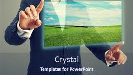  Presentation with photo - Colorful slides enhanced with tv advertisement - man holding digital screen backdrop and a navy blue colored foreground