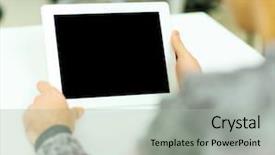  Presentation with computer vision abstract digital eye - Presentation design with businessman icons business - man holding digital tablet computer background and a light gray colored foreground