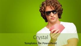  Presentation with playing cards - Audience pleasing slide deck consisting of man holding few playing cards isolated on green background backdrop and a gold colored foreground