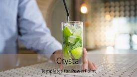  Presentation with glass - Presentation design consisting of man holding glass of gin background and a coral colored foreground