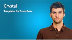  Presentation with globe - Beautiful presentation design featuring man holding globe on blue backdrop and a teal colored foreground