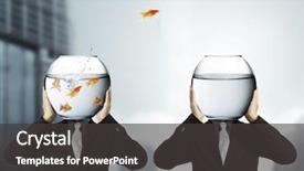  Presentation with goldfish - PPT layouts enhanced with man holding goldfish background and a dark gray colored foreground