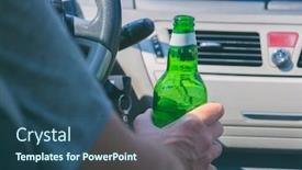  Presentation with green officebuilding man - Slide deck featuring man-holding-green-bottle background and a ocean colored foreground