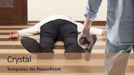  Presentation with gun violence - Audience pleasing presentation consisting of man holding gun backdrop and a coral colored foreground