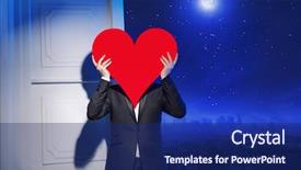  Presentation with symbol - Audience pleasing slides consisting of man holding heart symbol backdrop and a navy blue colored foreground