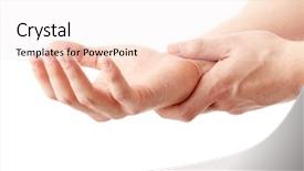  Presentation with hand wrist pain - PPT theme with man holding his hand - pain background and a sky blue colored foreground