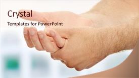  Presentation with hand wrist pain - PPT layouts enhanced with man holding his hand - pain background and a lemonade colored foreground