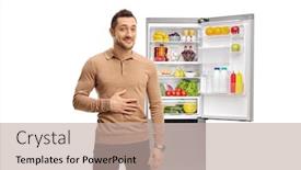  Presentation with refrigerator - Beautiful slides featuring man-holding-his-hand backdrop and a mint green colored foreground