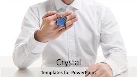  Presentation with house key - Audience pleasing slide set consisting of man holding house key in hand on white background backdrop and a soft green colored foreground