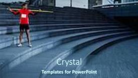  Presentation with steps - PPT theme enhanced with man-holding-javelin-on-shoulders background and a ocean colored foreground