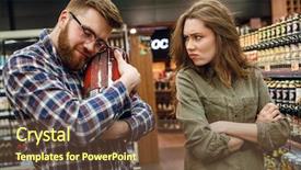  Presentation with craft beer ingredients for malting - Cool new slides with man holding keg of beer while stending in supermarket with his displeased woman backdrop and a tawny brown colored foreground