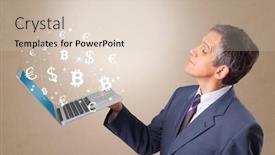  Presentation with business communication - Amazing presentation design having man-holding-laptop-with-business backdrop and a lemonade colored foreground